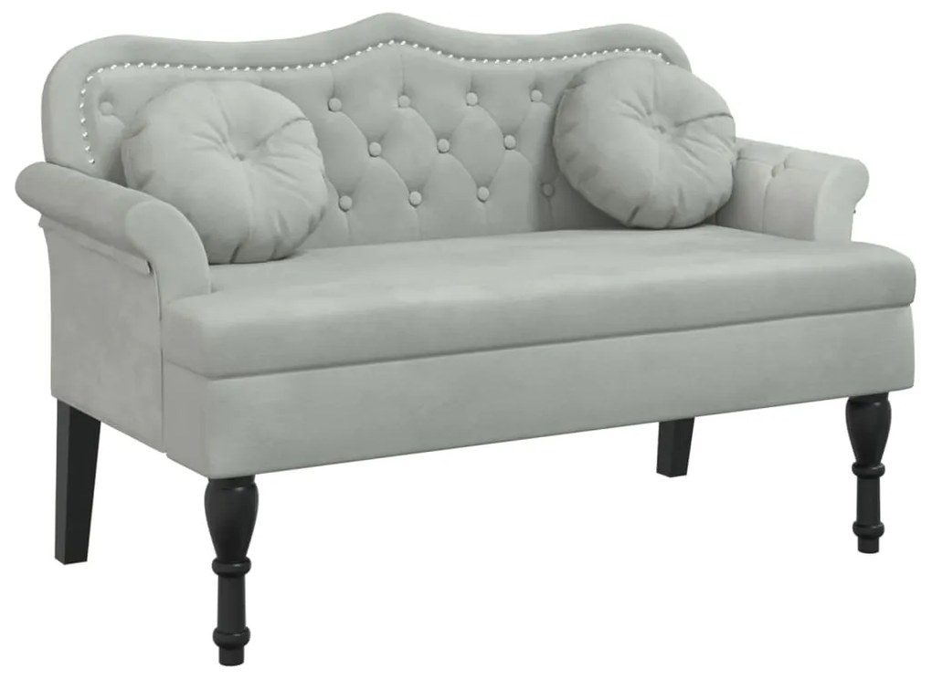 372140 vidaXL Пейка с възглавници, светло сива, 120,5x65x75 см, кадифе