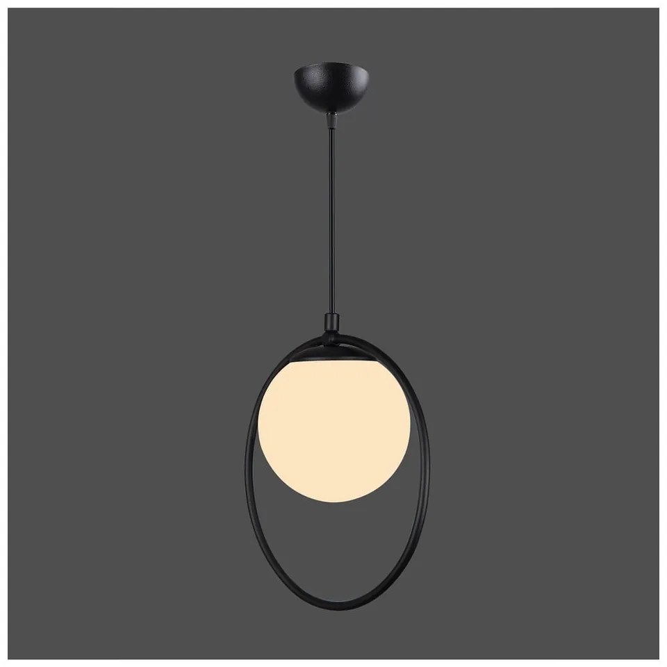 Черна метална висяща лампа със стъклен абажур ø 15 cm Ates - Squid Lighting