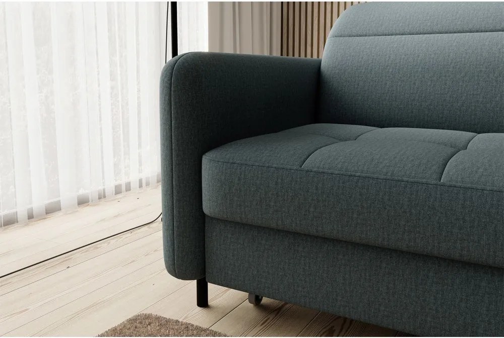 Сиво-зелен кадифен разтегателен ъглов диван с място за съхранение (десен ъгъл) Gomsi – ELTAP