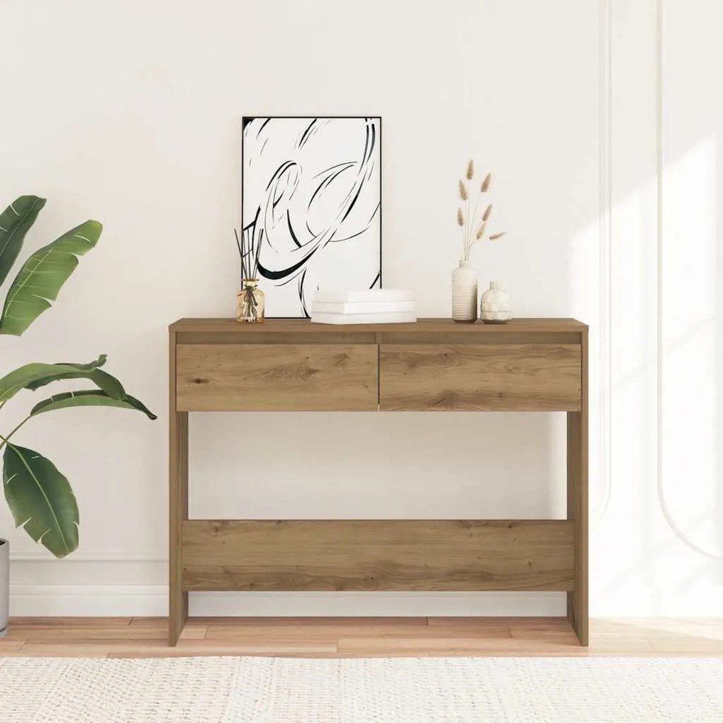 856785 vidaXL Конзолна маса, дъб артизан, 100x35x76,5 см, инженерно дърво