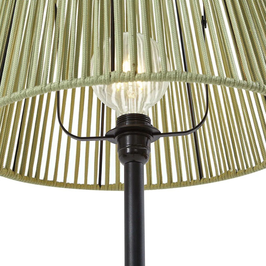 Външна подова лампа черна със зелен въжен абажур IP44 - Virginia Jayla