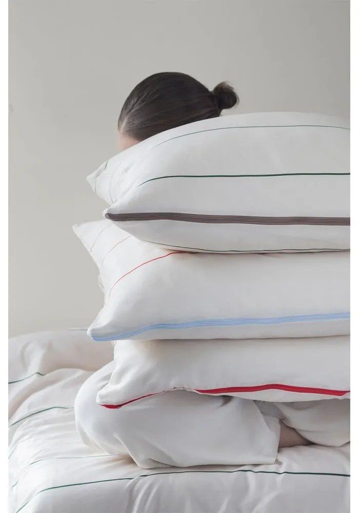 Червено-бежово единично спално бельо от памучен сатен 140x200 cm Align – Mette Ditmer Denmark