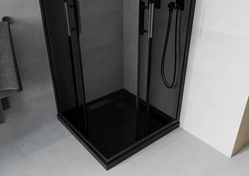 Mexen Rio квадратна душ кабина 80 x 80 см, графит, черна + поддушово корито Flat,