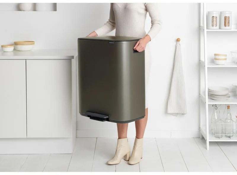 Кош за боклук Brabantia Bo Pedal 1003184, 60 л, Леко затваряне, Противоплъзгаща основа, Сив