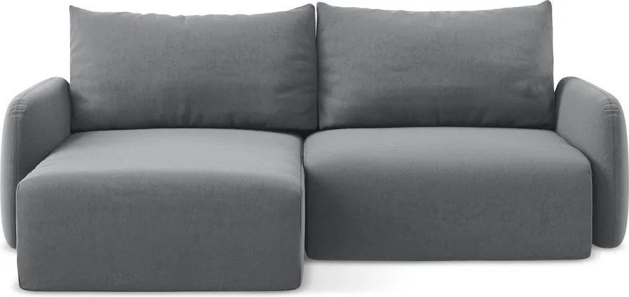 Сив кадифен сгъваем/с място за съхранение ъглов диван (ляв ъгъл) Kalena – Makamii