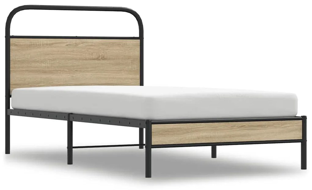 4100351 vidaXL Рамка за легло без матрак 100x200 см опушен дъб инженерно дърво