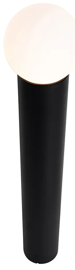 Черна външна подова лампа с опалово стъкло 80 см IP44 - Huma