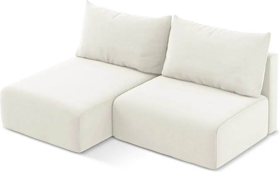 Кремав кадифен сгъваем/с място за съхранение ъглов диван (ляв ъгъл) Kalena – Makamii