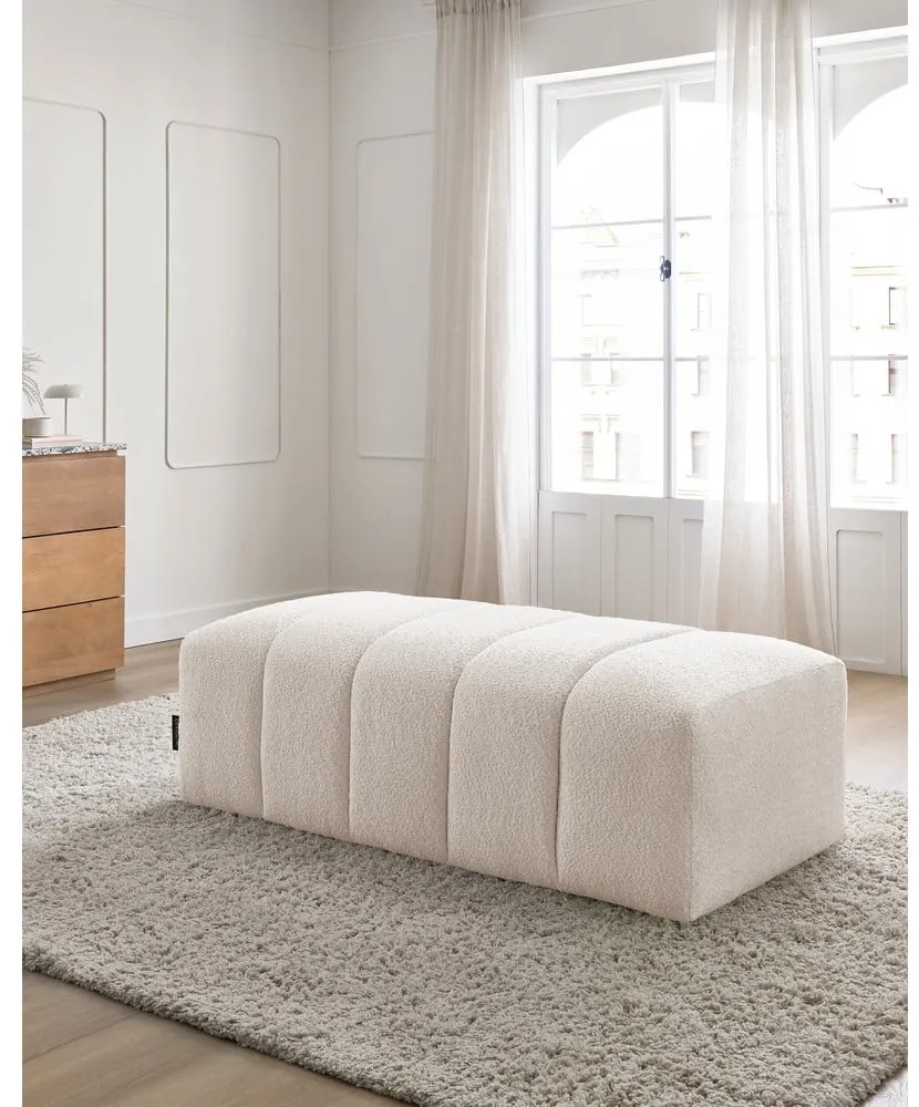 Бяла табуретка от прежда с примки от букле Annecy – Bobochic Paris