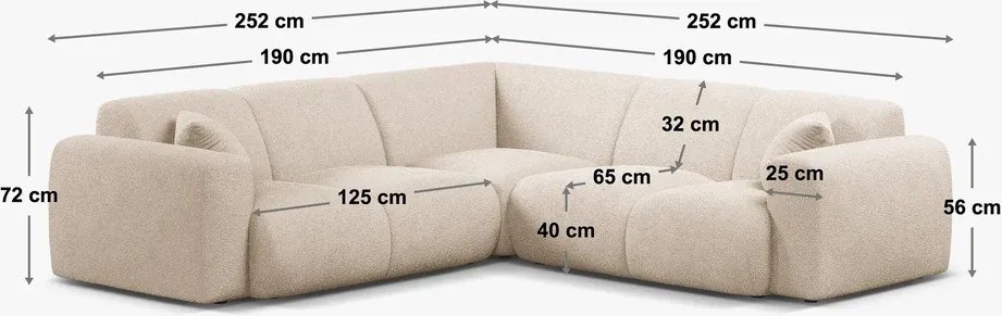 Бежов ъглов диван от букле (променлив/L форма) Molino – Micadoni Home