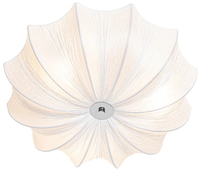 Дизайнерски таванен аплик бял копринен 52 см 3-светлина - Plu