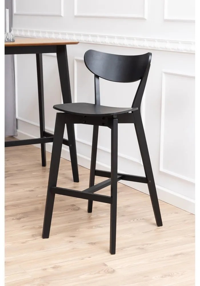 Черни дървени бар столове от каучук в комплект от 2 броя 105 см Roxby - Actona