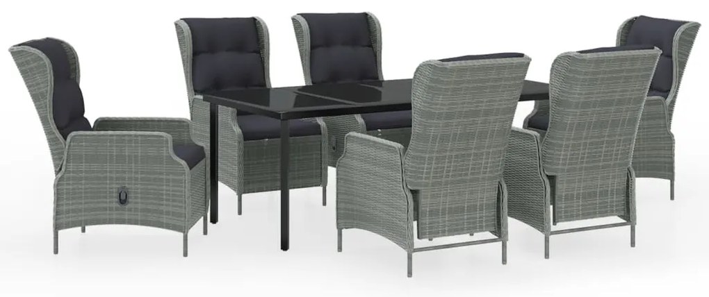 3099647 vidaXL Градински трапезен комплект, 7 части, светлосив