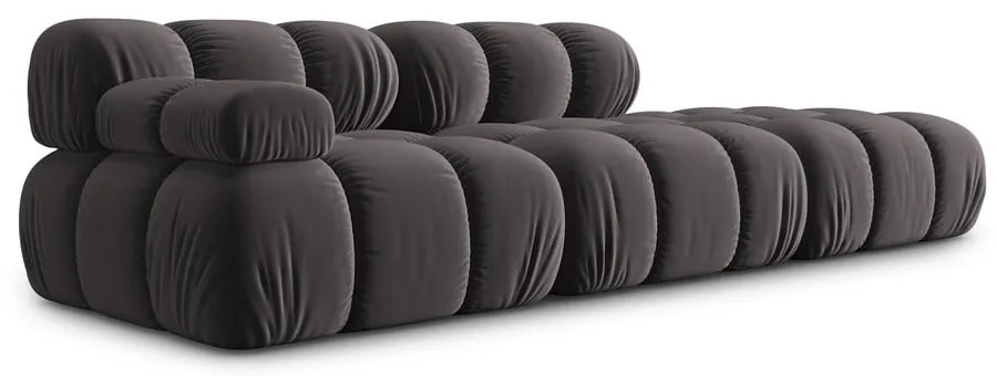 Тъмносив кадифен диван 282 cm Bellis - Micadoni Home