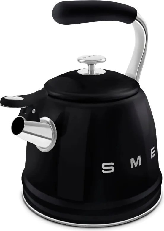 Свирещ чайник Smeg CKLW2001BL, 2.3 л, Индукция, Ненагряваща се дръжка, Стомана, Черен
