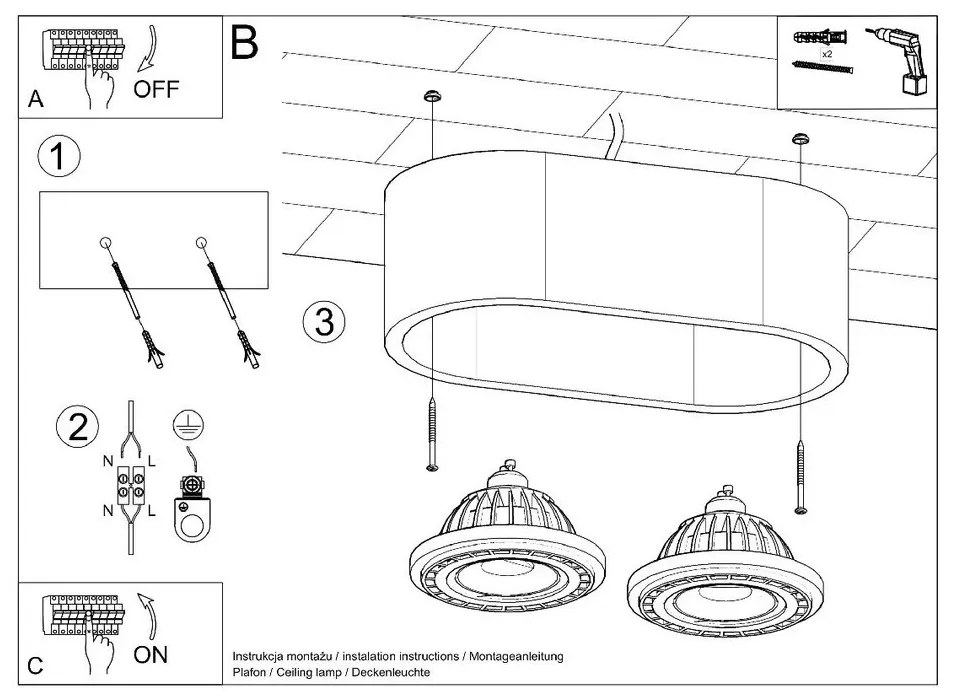 Сив прожектор 27x14 cm Spattio - Sollux