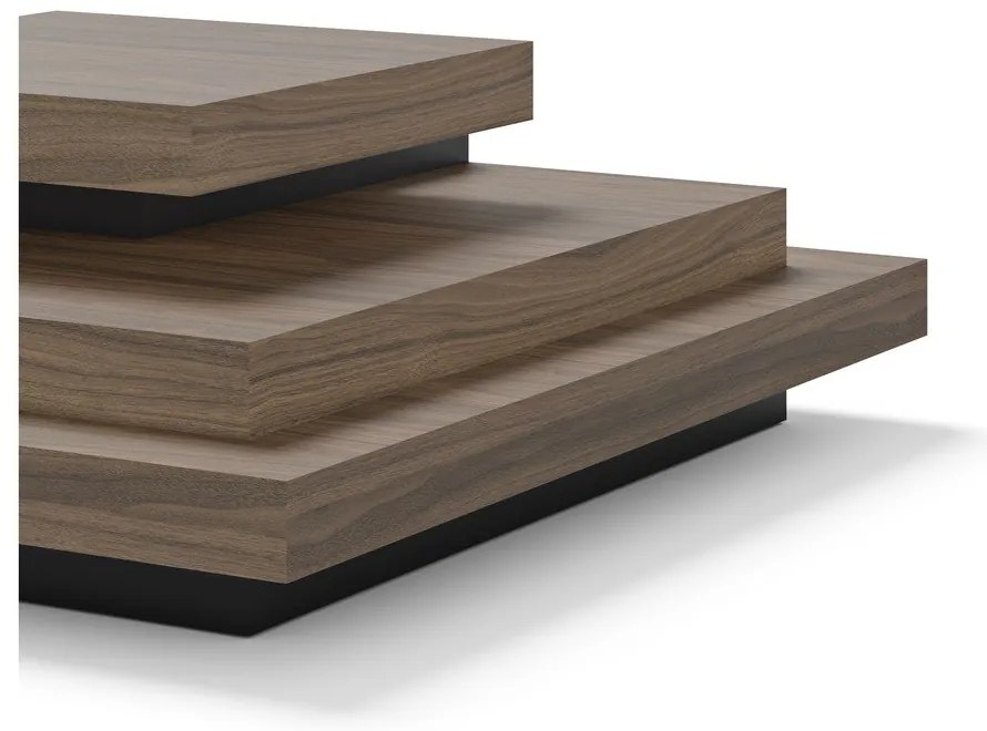 Масичка за кафе с декор от орех в черно-природен цвят 110x110 cm Slate - TemaHome