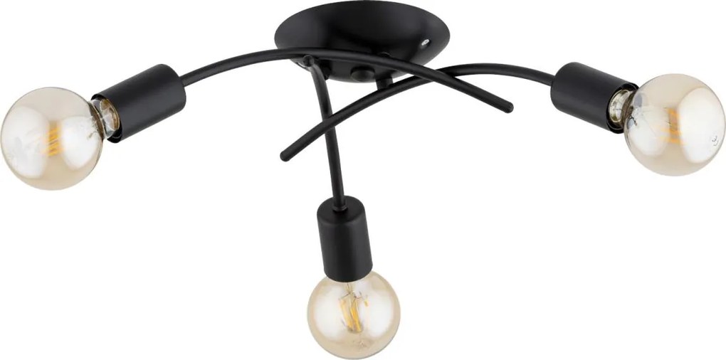 Плафонен полилей TORIZO 3xE27/15W/230V, черен