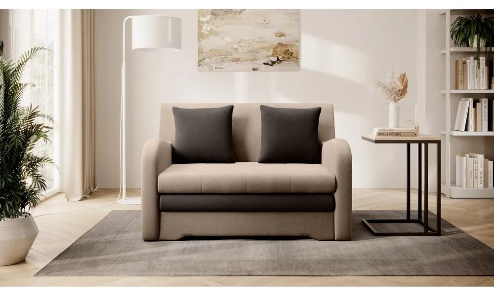 Светлокафяв кадифен разтегателен диван 130 cm Ario – ELTAP