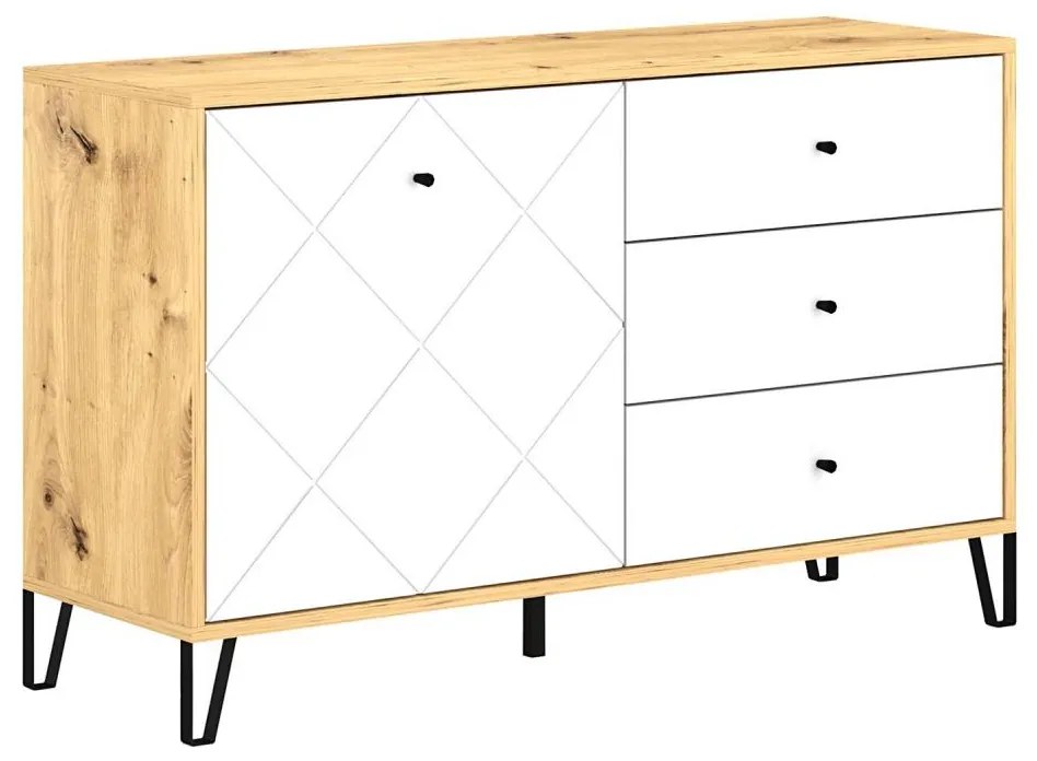 Комод SULA дъб артизан/бял