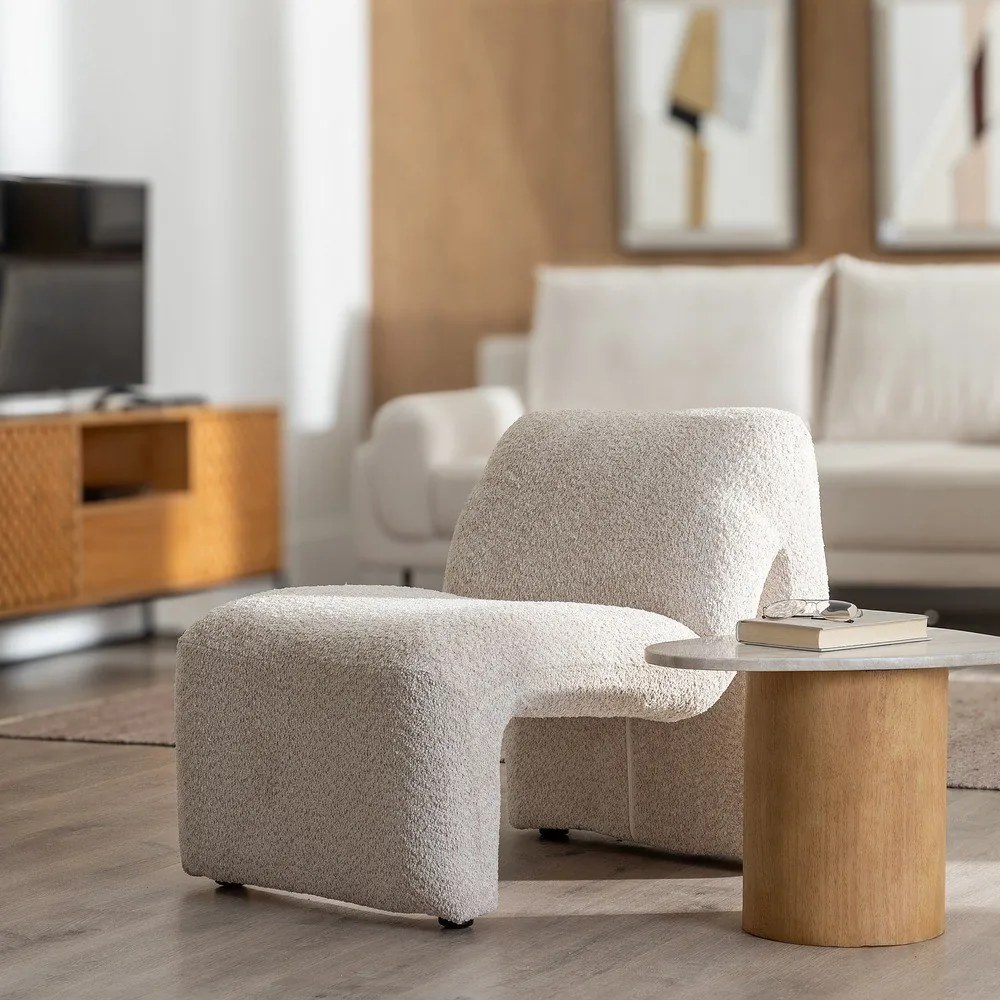 Бежово кресло от плат букле – Ixia