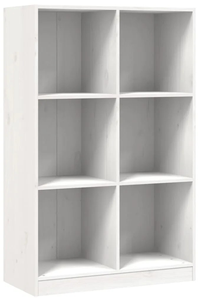 836142 vidaXL Библиотека, бяла, 70x33x110 см, борово дърво масив