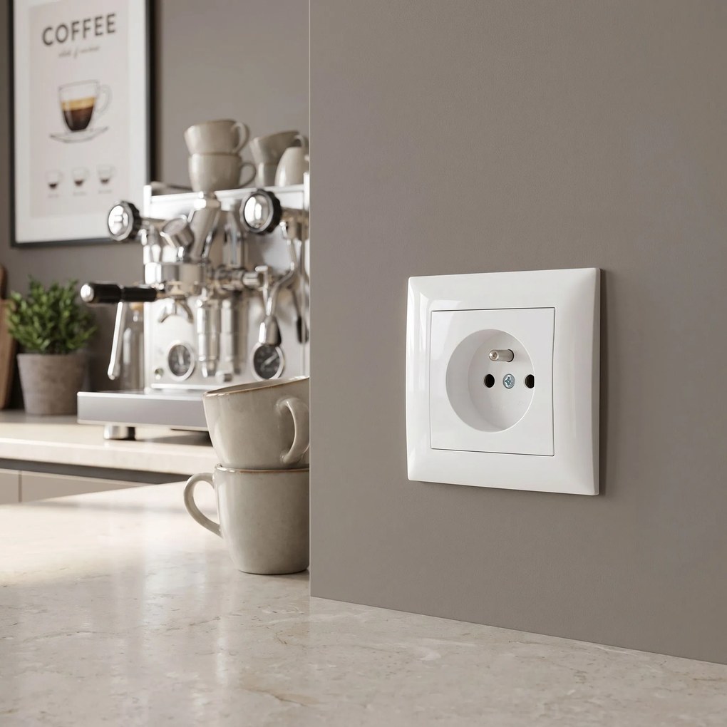 Единичен контакт със заземяване OSTE JNH001-G White