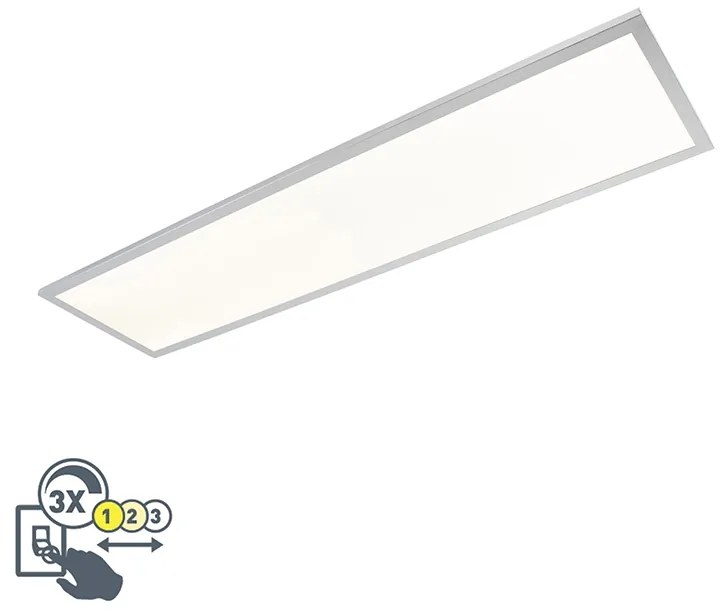 Елегантен правоъгълен таванен аплик хром с LED IP44 - Flat