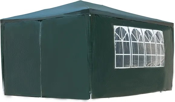 Градинска беседка, парти шатра 3 x 4 м със стени и прозорци Зелено