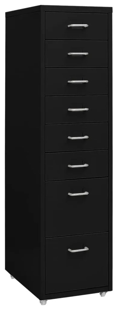 335922 vidaXL Мобилен офис шкаф, черен, 28x41x109 см, метал