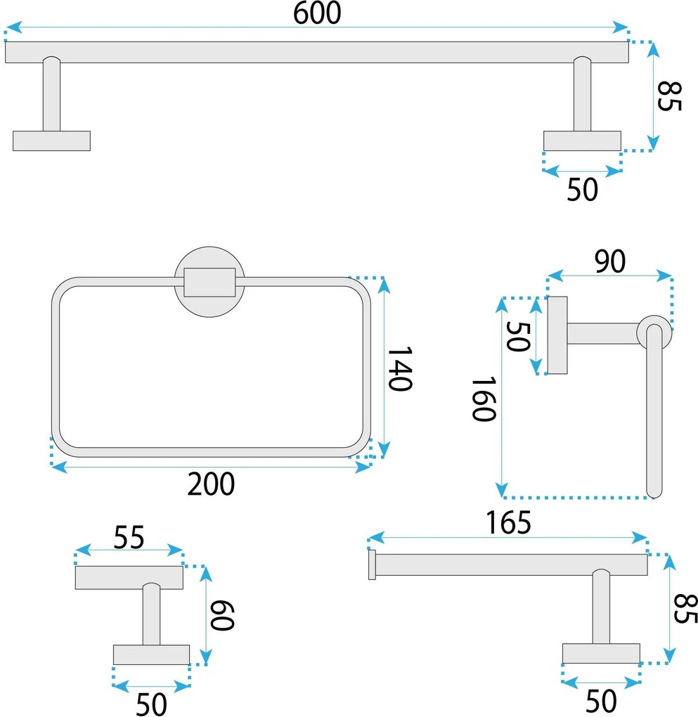 Комплект аксесоари за баня GRID Brush Nickel 4 части