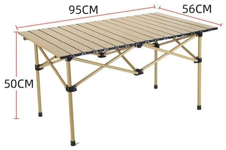 Сгъваема маса за къмпинг с покривало 95 x 56 x 50 cm Бежово