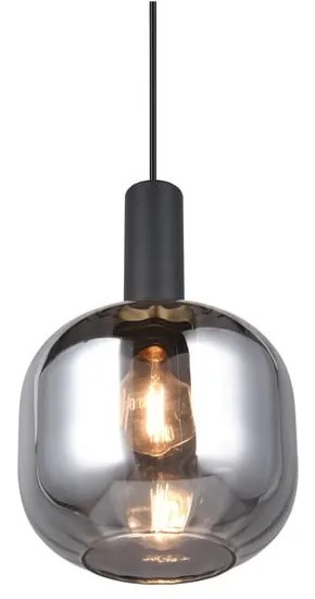Черно висящо осветително тяло със стъклен абажур ø 20 cm Diva – Trio