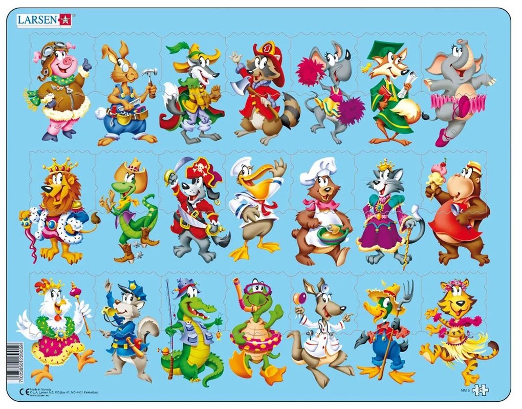 Larsen - Пъзел: За най-малките – "Весели животни" – 21 части, голям