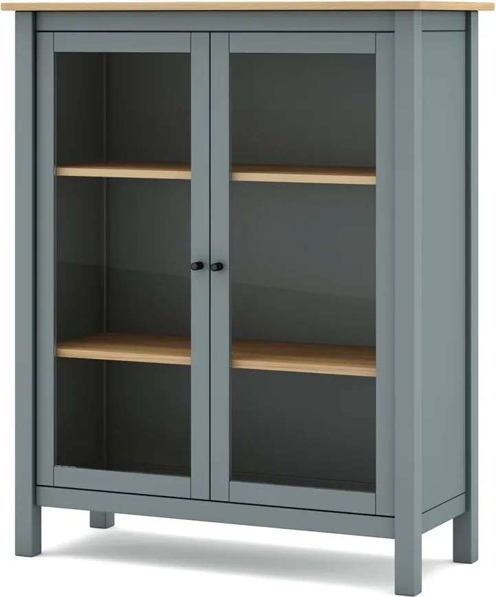 Витрина сиво-зелена от масивен бор 90x110x40 cm Misti – Marckeric