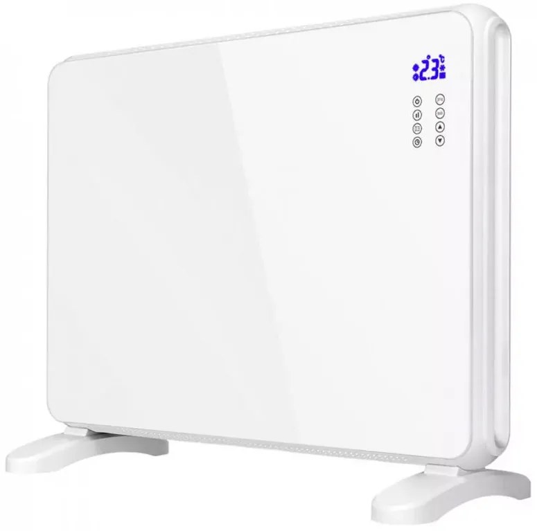 Конвектор със стъклен панел ZEPHYR ZP 1974 G, 2000W, За стена или под, 2 степени, Дистанционно, 5 до 35°C, LCD, Бял