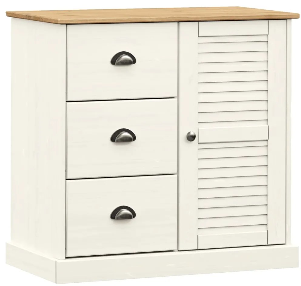 353200 vidaXL Бюфет с чекмеджета VIGO, 78x40x75 см, бял, бор масив