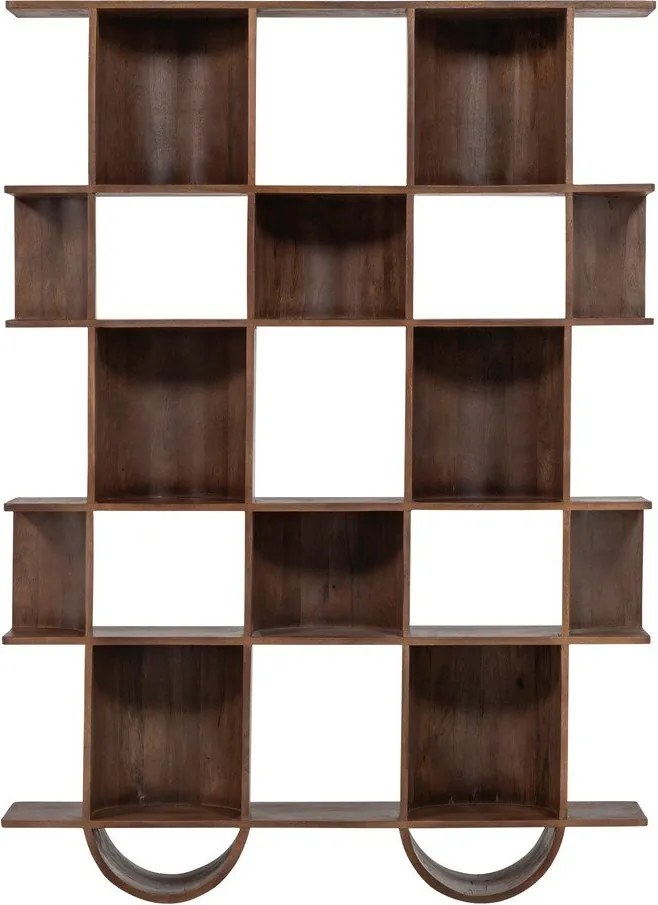 Тъмнокафява библиотека от масивно манго 130x180x35 cm Sinne – WOOOD