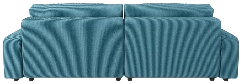 Тюркоаз сгъваем ъглов диван от рипсено кадифе Sara – Ropez