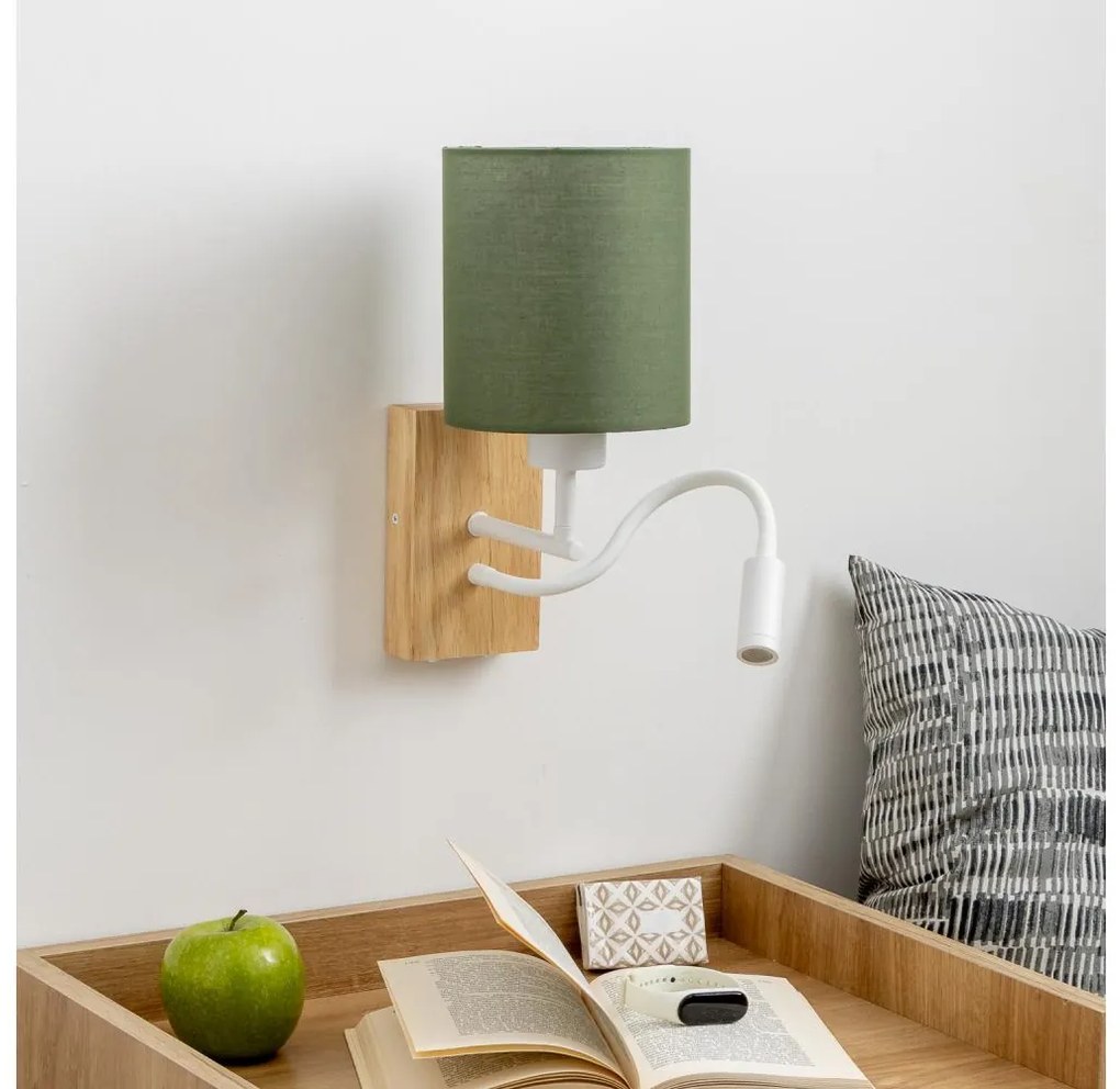 Brilagi - LED Аплик NUBILA WOOD 1xE27/25W/230V + LED/3W дъб/зелен