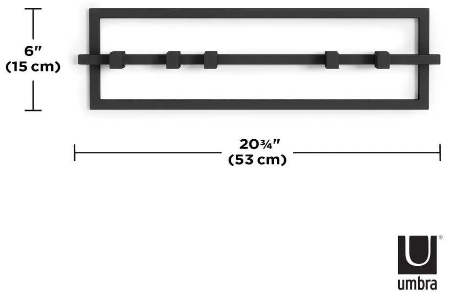 Черна метална закачалка за стена Cubiko - Umbra