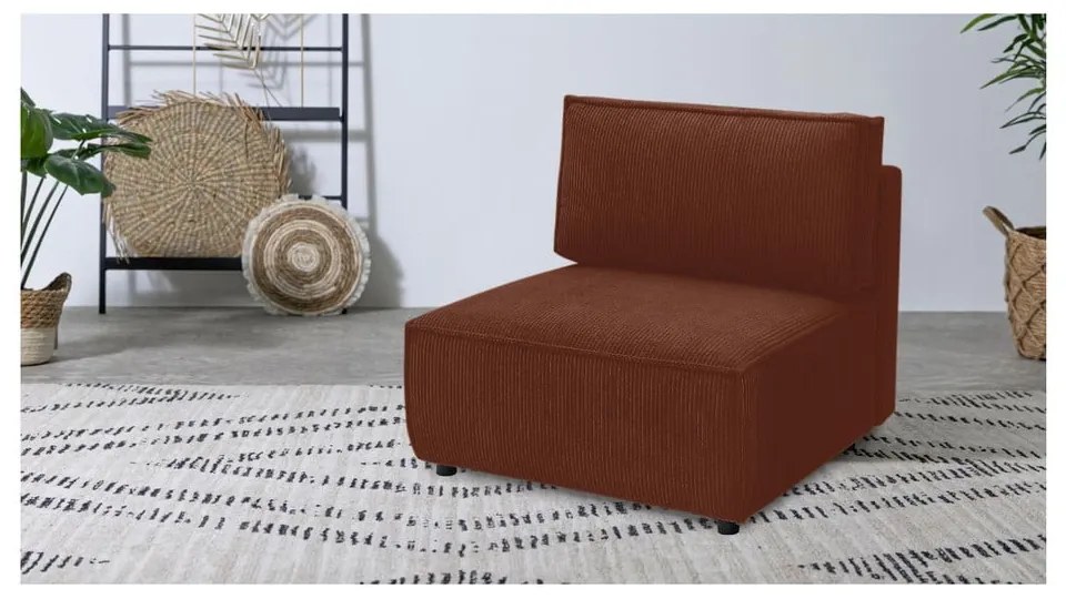 Модул за диван от велур в тухлен цвят, централна част Nihad modular - Bobochic Paris