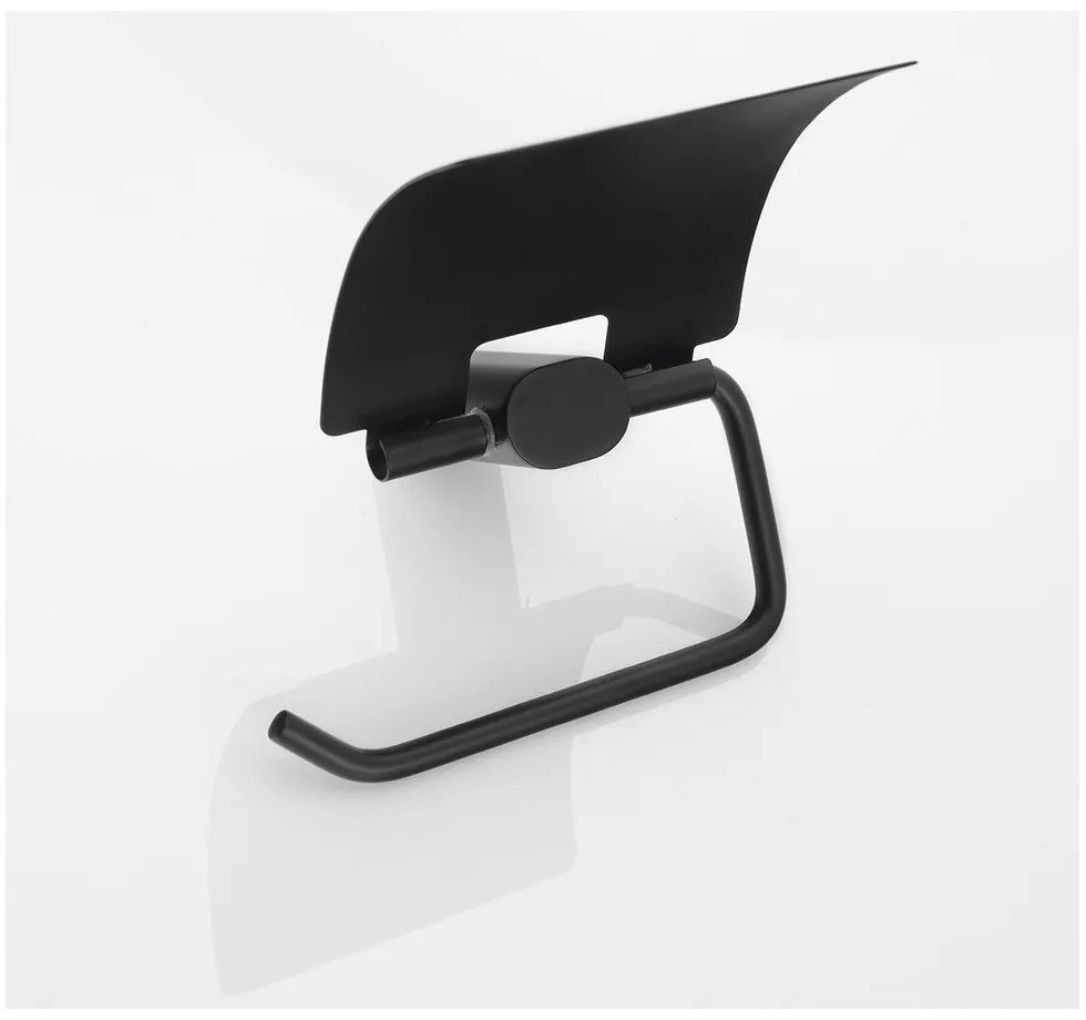 Матово черен стенен месингов държач за тоалетна хартия Flori – Sapho