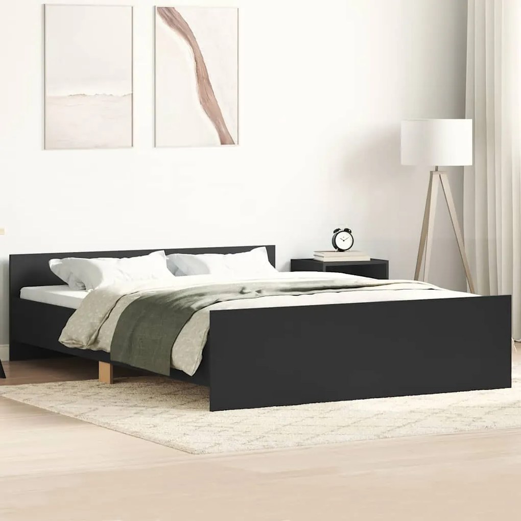 3203755 vidaXL Рамка за легло с горна и долна табла, черна, 150x200 см