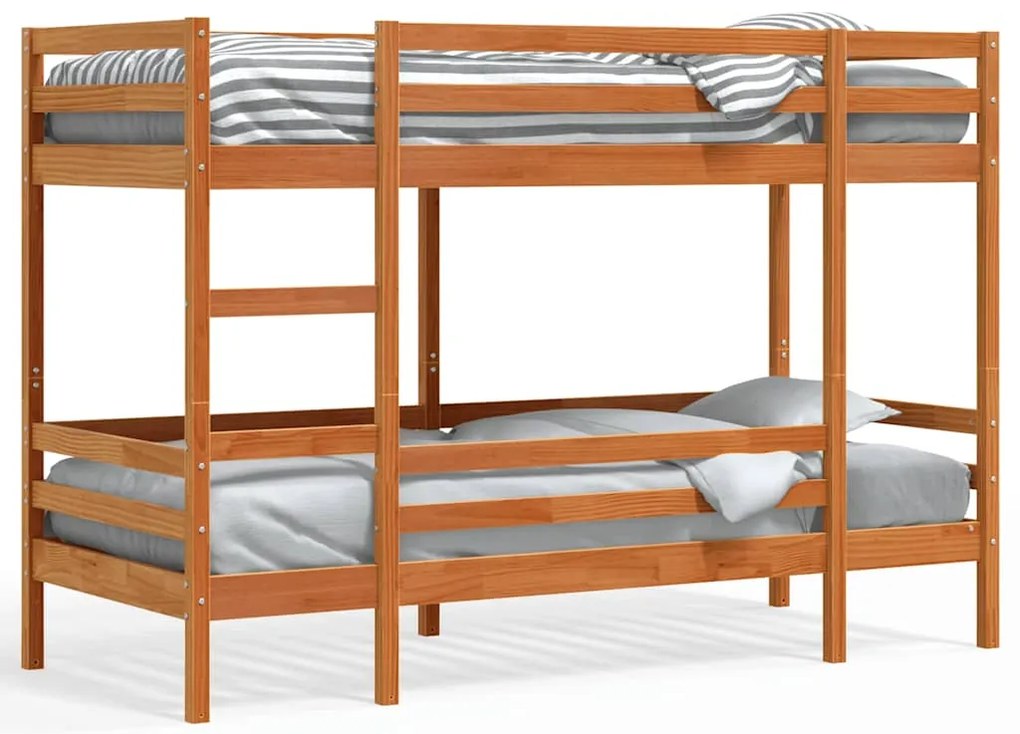 3284217 vidaXL Двуетажно легло, восъчнокафяво, 80x200 см, борово дърво масив