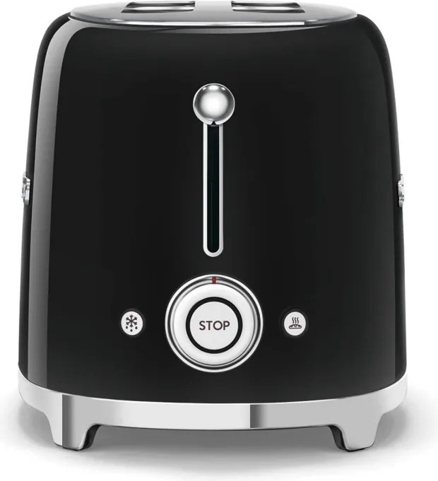 Тостер за хляб SMEG 50's Style TSF01BLEU, 950W, 2 филии, 6 нива, Тавичка за трохи, Вграден кабел, Неръждаема стомана, Черен
