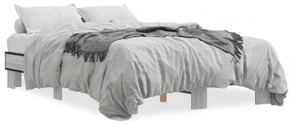 845865 vidaXL Рамка за легло, сив сонома, 120x200 см, инженерно дърво и метал