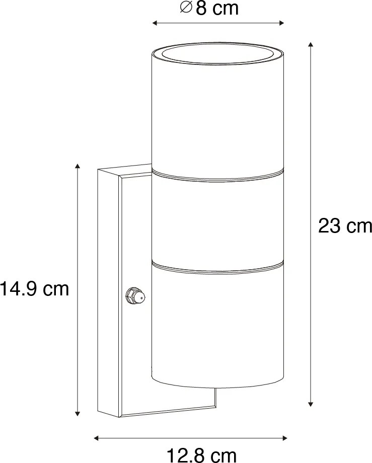 Външен аплик черен 2-светлинен AR70 със сензор светло-тъмно - Duo
