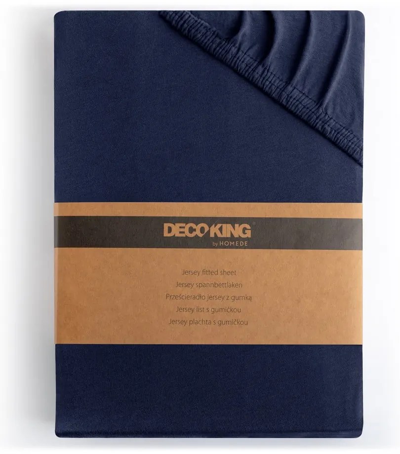 Тъмносин еластичен чаршаф от джърси 200x200 cm Amber – Restilo