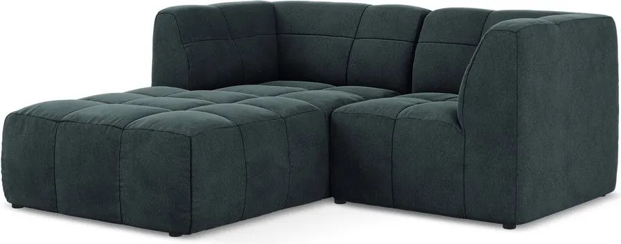 Син кадифен ъглов диван (ляв ъгъл) Aloha – Makamii